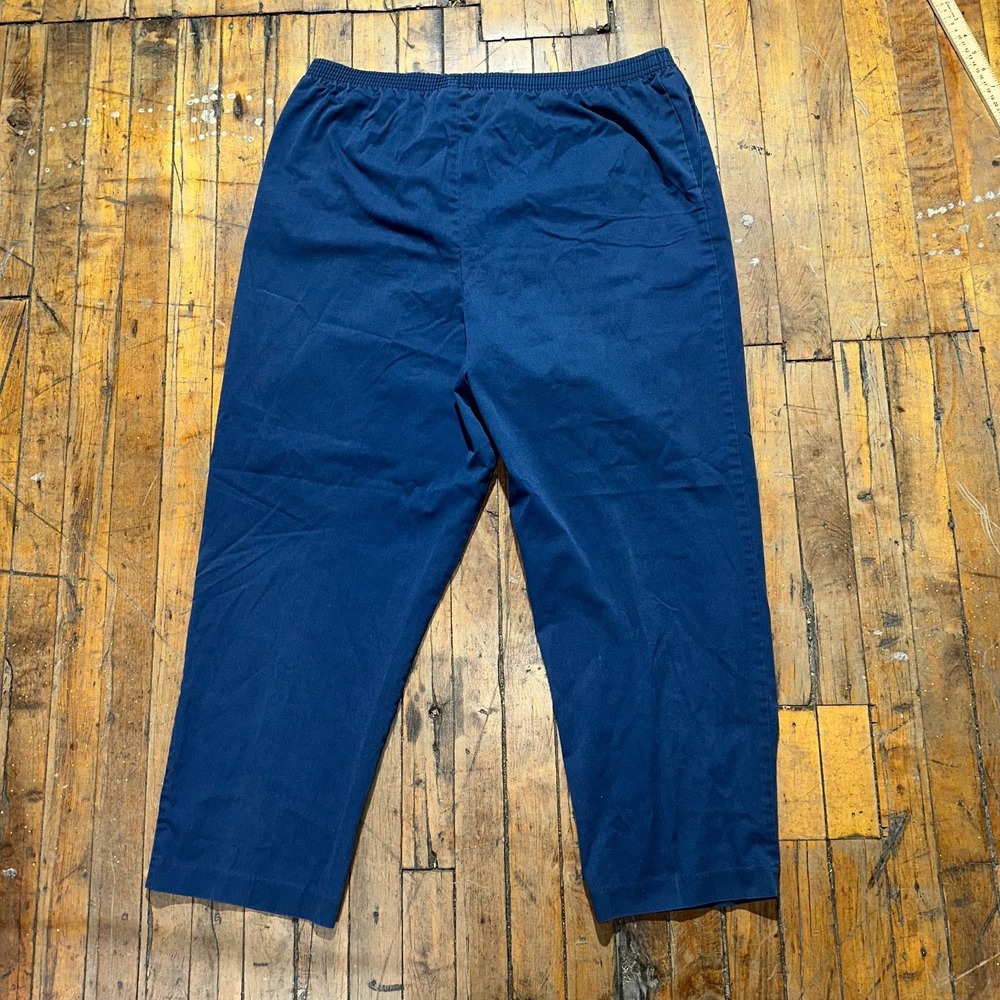 Alfred Dunner Trouser Pants Women's 18W Blue Loose Fit Wide Leg Elastic Waist